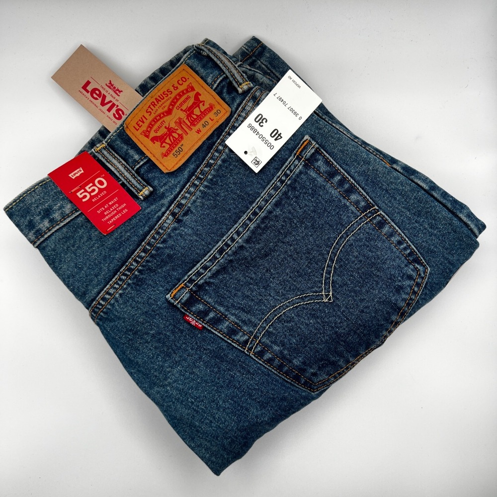 Levis‎ 550 Jeans Mens 40x30 Relaxed Fit Blue Tapered Leg Denim Office NEW